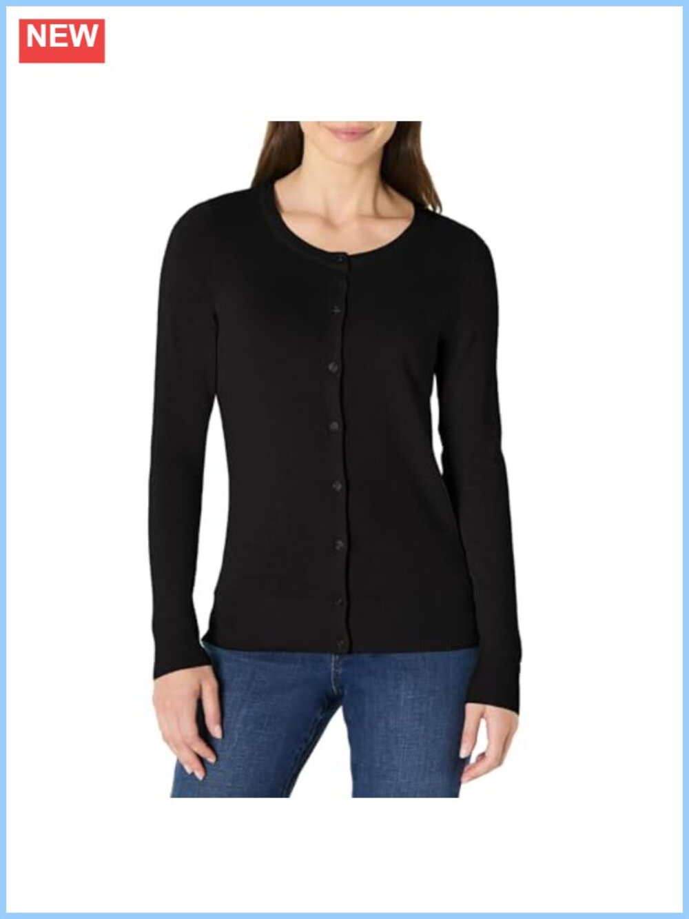Women's Lightweight Crewneck Cardigan Button Front Sweater